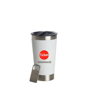 Copo Térmico Branco Inox Personalizado - Ticket